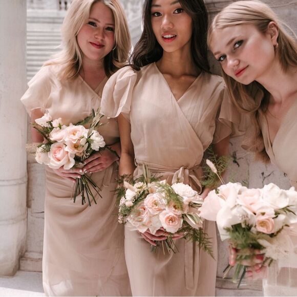 NWT Ivy City Co Lillie Dress Dusty Rose Size Large Flutter Sleeve Chiffon Midi - Picture 9 of 15